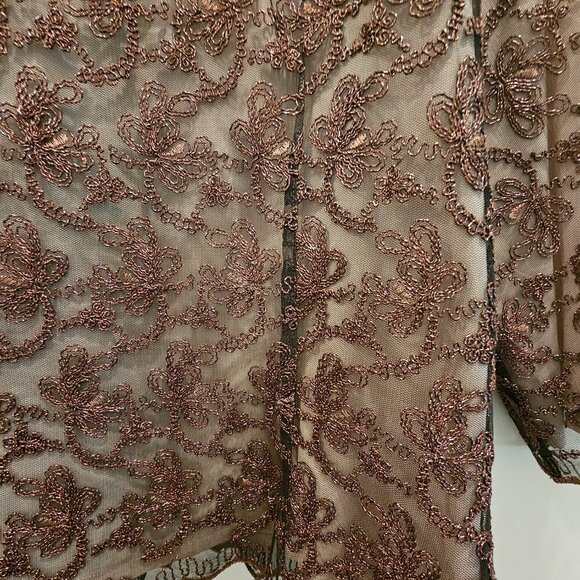 Women's Doncaster Bronze Mesh Embroidered Lined Jacket 3/4 Sleeves Size 12 - Picture 3 of 7